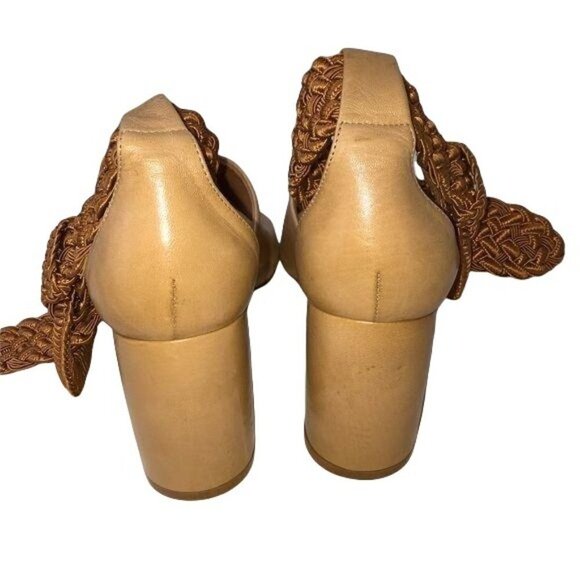 Miista London Sandals Womens Size 6 Ankle Wrap Camel Leather Heeled Adjustable - Picture 9 of 12